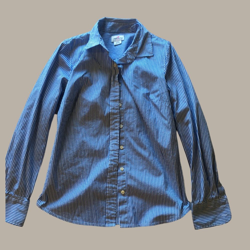 J Crew Haberdashery button up blue stripe shirt XS